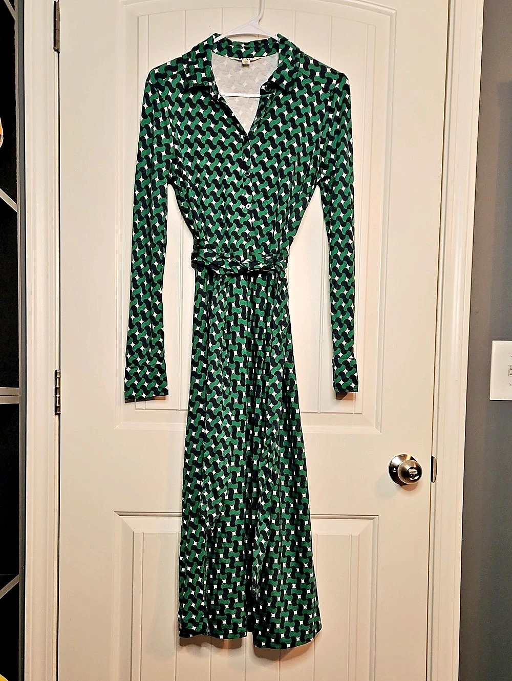 Boden Marcia Jersey Shirt Dress Green & Black Medium